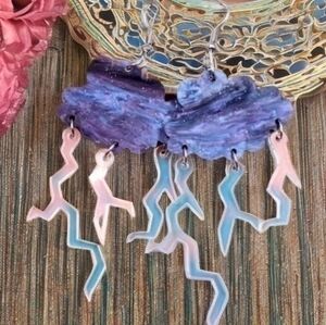 MODCLOTH ACRYLIC IRRIDESCENT THUNDER CLOUD EARRINGS